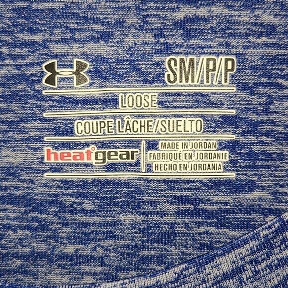UA Women's Under Armour Heatgear Loose Shirt Small Blue Gray Space Dye Athletic - Picture 3 of 7